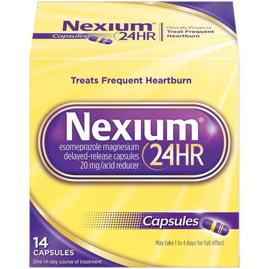 Order Nexium 24-Hour Frequent Heartburn Relief Capsules with Esomeprazole Magnesium 20 mg (14 ct) food online from Rite Aid store, MILFORD on bringmethat.com