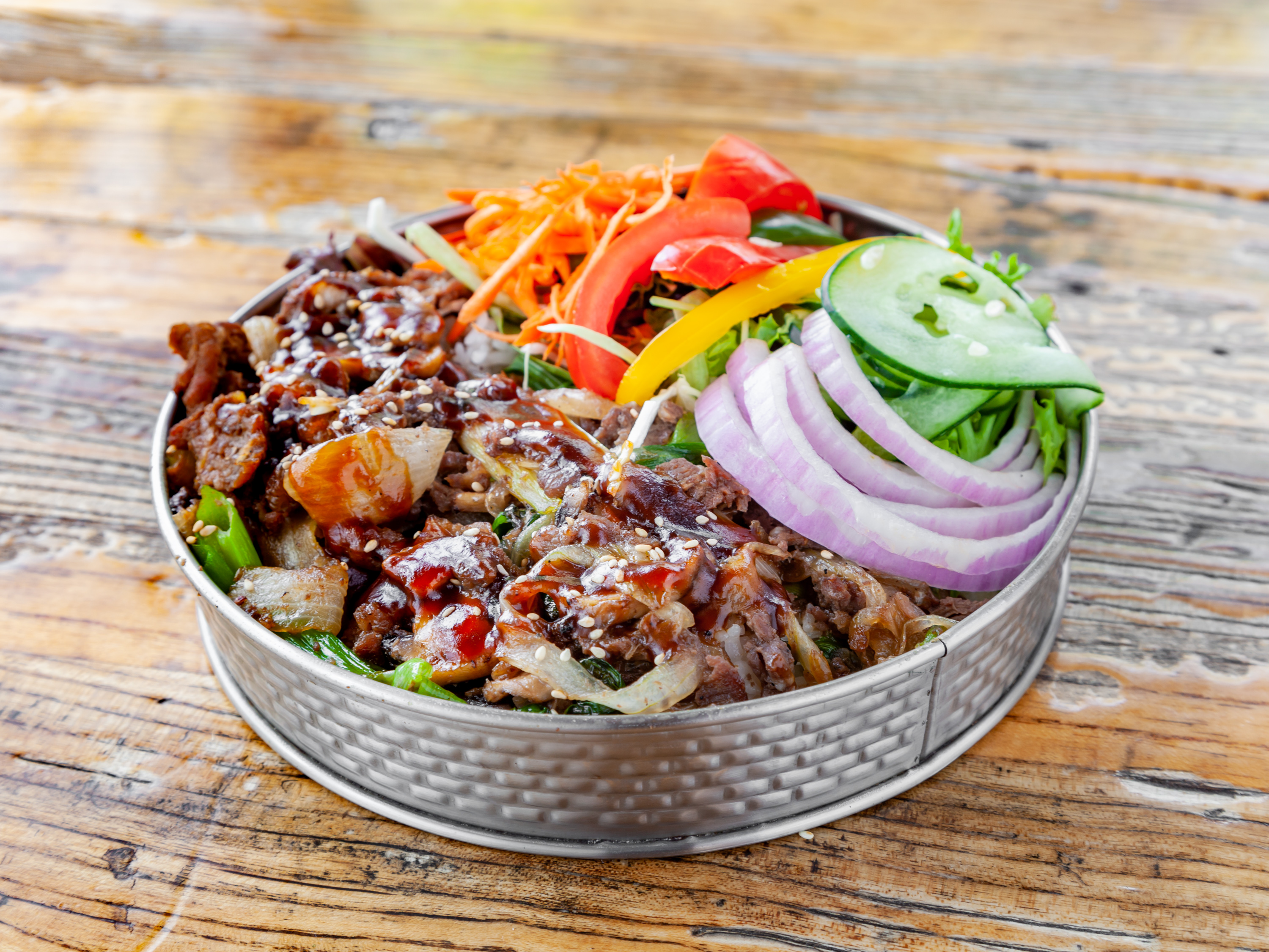 Order Korean BBQ Beef Bowl food online from A+ Burger store, Oakland on bringmethat.com