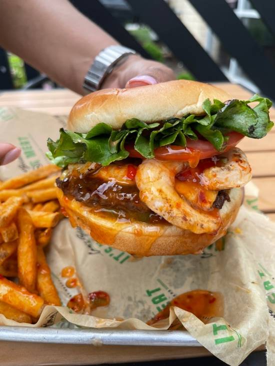 Order SURF AND TURF BURGER food online from Plant Based Burger Heaven store, Chicago on bringmethat.com