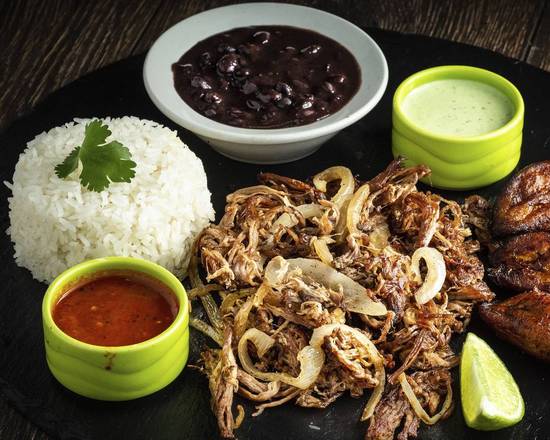 Order Vaca Frita Plate food online from Dcuban Cafe store, Norcross on bringmethat.com