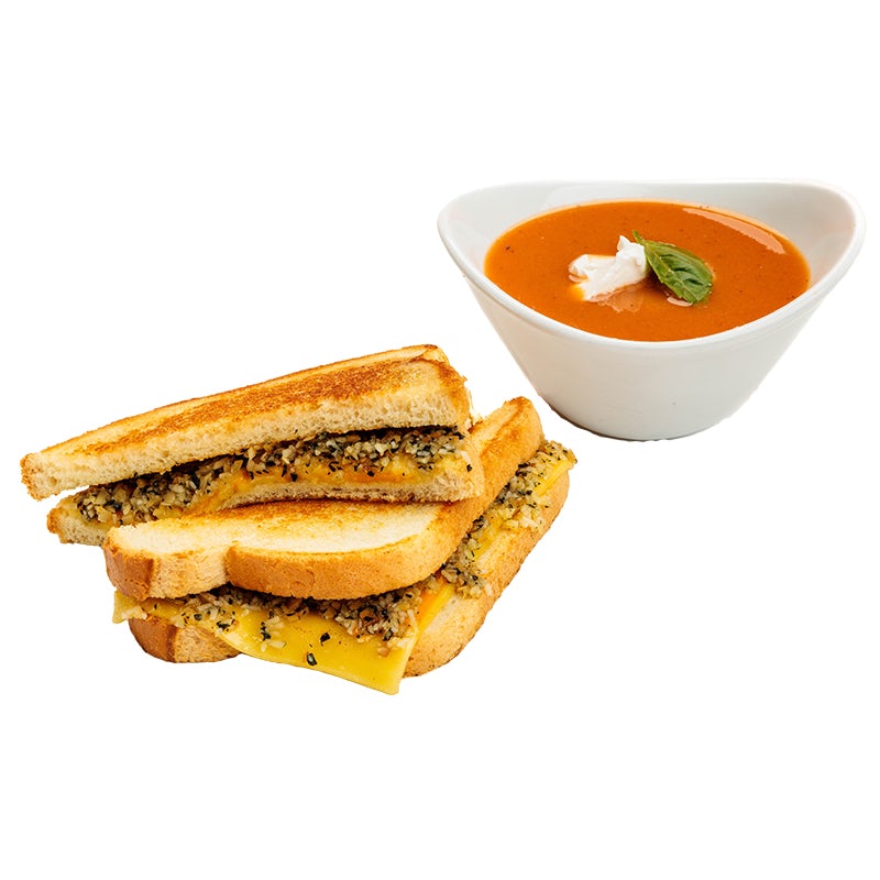 Order Pesto Grilled Cheese & Tomato Bisque  food online from Native Foods store, Costa Mesa on bringmethat.com