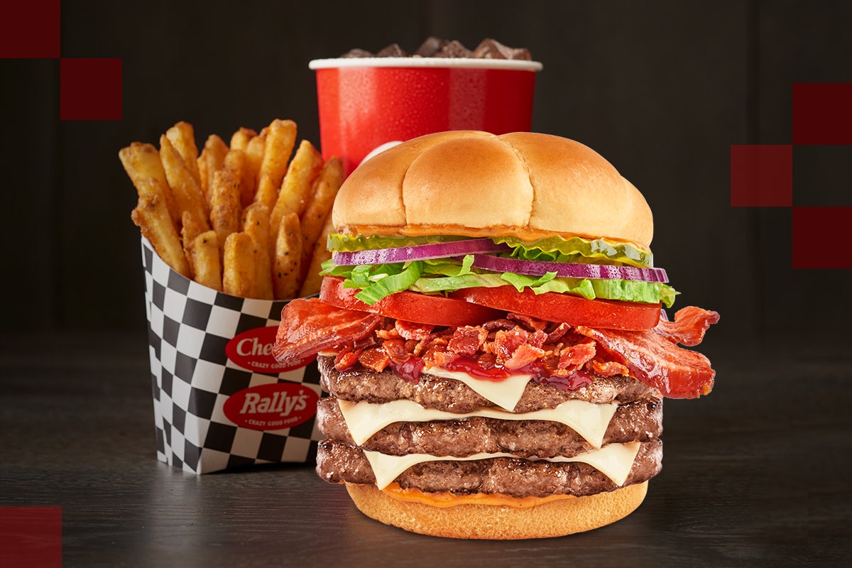 Order Triple Smoky BBQ Bacon Buford Combo food online from Rally's Hamburgers store, Brook Park on bringmethat.com