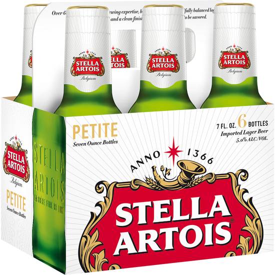 Order Stella Artois Lager, 6pk-7oz bottle beer (5.2% ABV) food online from Home-Gating Essentials store, Bolingbrook on bringmethat.com