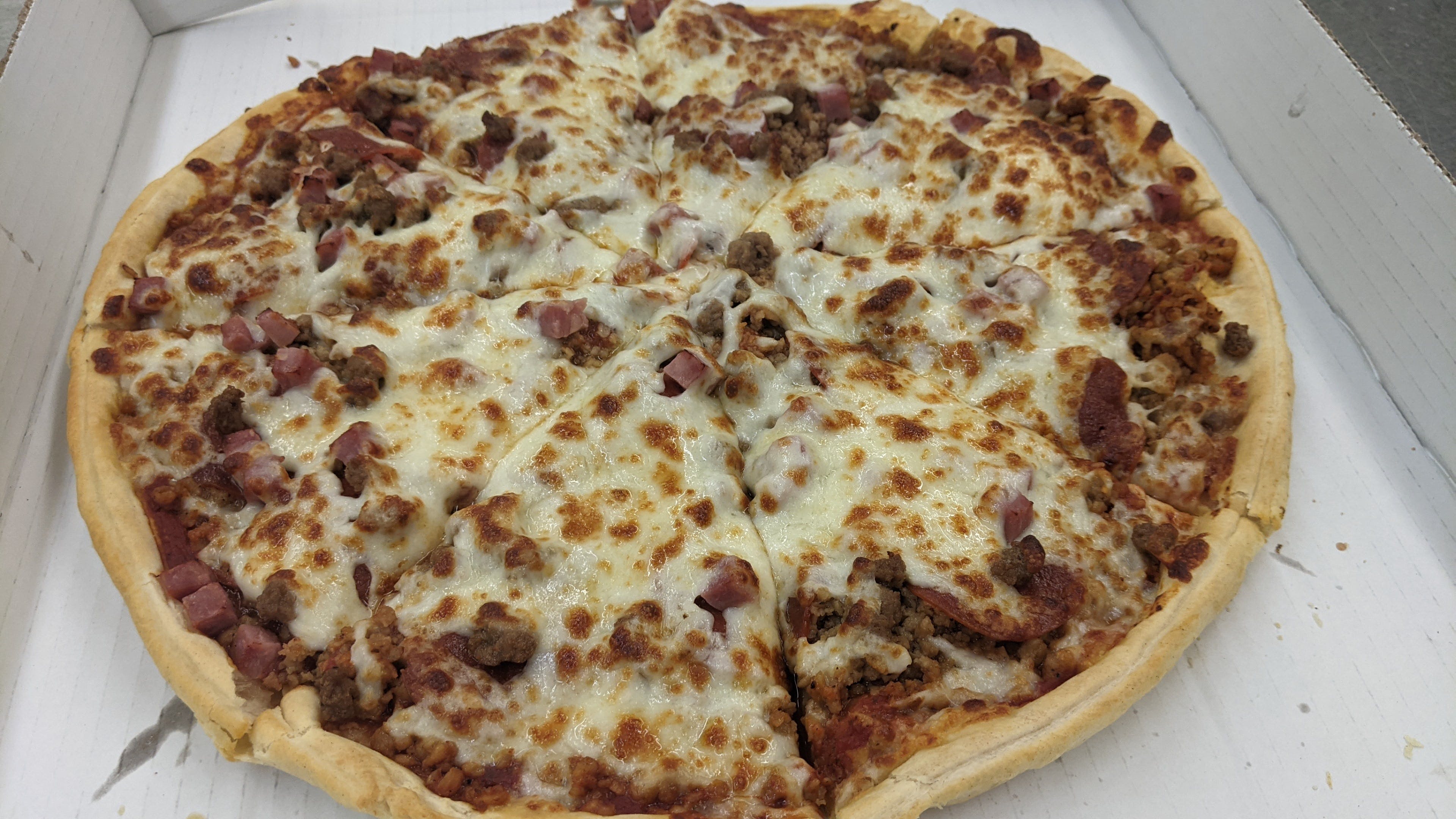 Order The Meats Pizza - Small 10" food online from Oley Pizza store, Fort Wayne on bringmethat.com