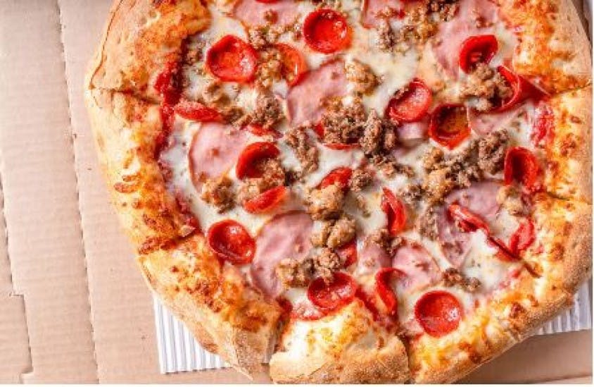 Order All Meat Pizza - Medium 12'' (8 Slices) food online from Vianos Ristorante store, Riverside on bringmethat.com