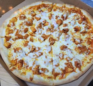 Order Wheels Buffalo Chicken Pizza (Large)(Grilled Chicken w/ Wing Sauce And Bleu Cheese) food online from Cheech 2 Go store, Mays Landing on bringmethat.com