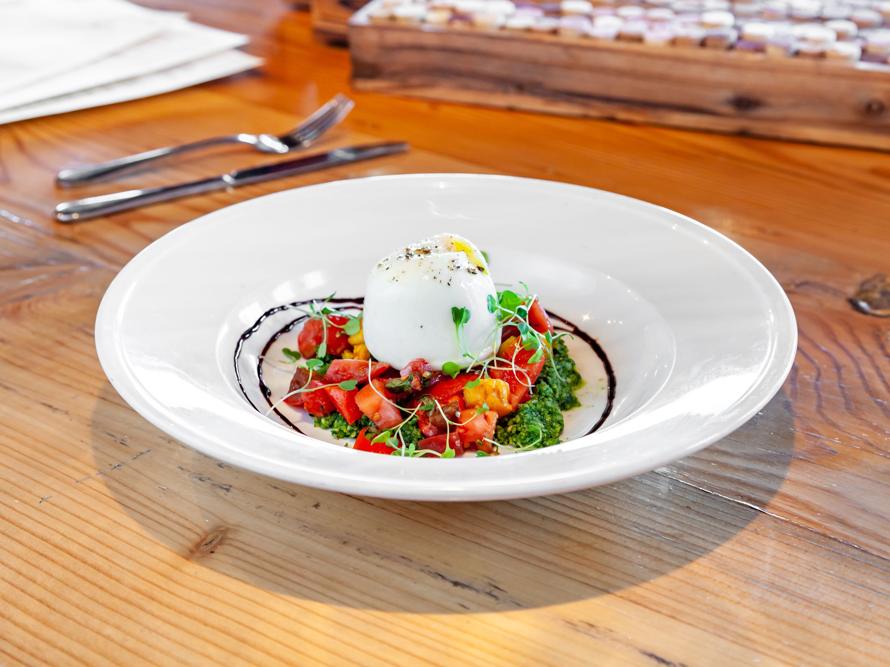 Order Heirloom Tomato Burrata food online from The Cooperage store, Lafayette on bringmethat.com