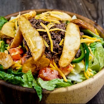 Order Steak Fry Salad - Salad food online from Foxs Pizza Den store, Chicora on bringmethat.com