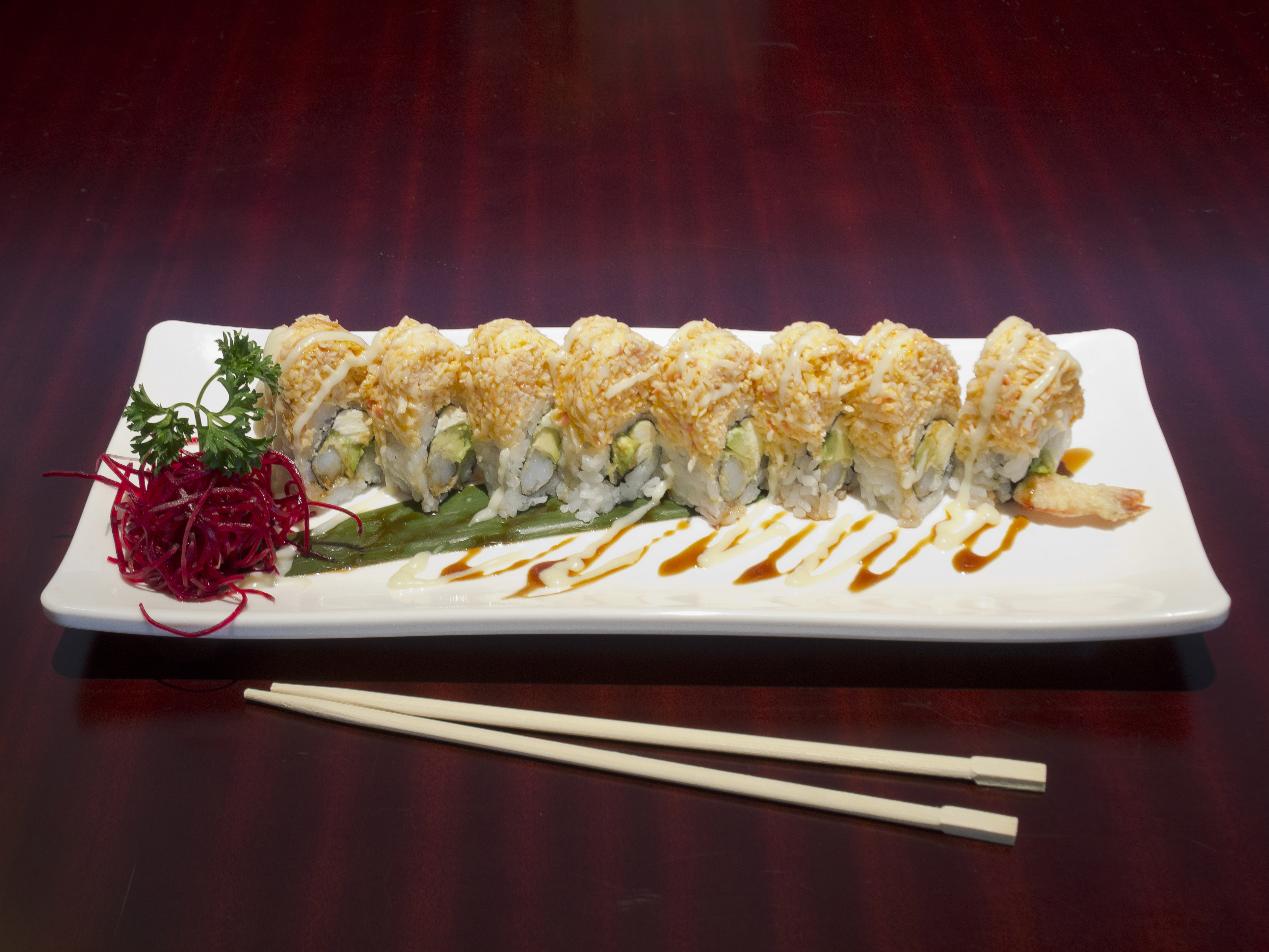 Order Golden Tiger Roll food online from Sushi Damu store, Frisco on bringmethat.com