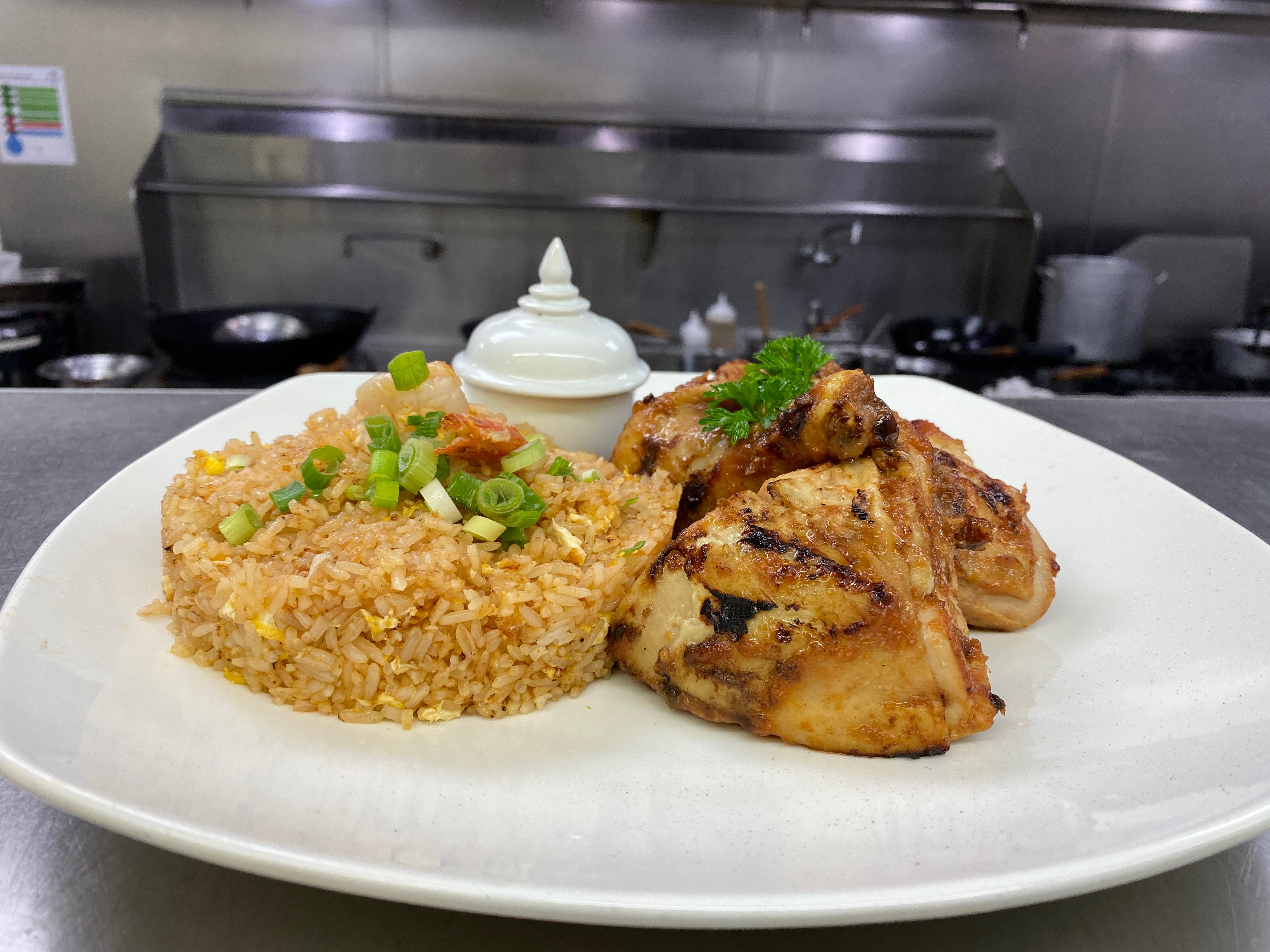 Order TAMMY’S BBQ Chicken Jello Rice  food online from Kinnara Thai store, Las Vegas on bringmethat.com