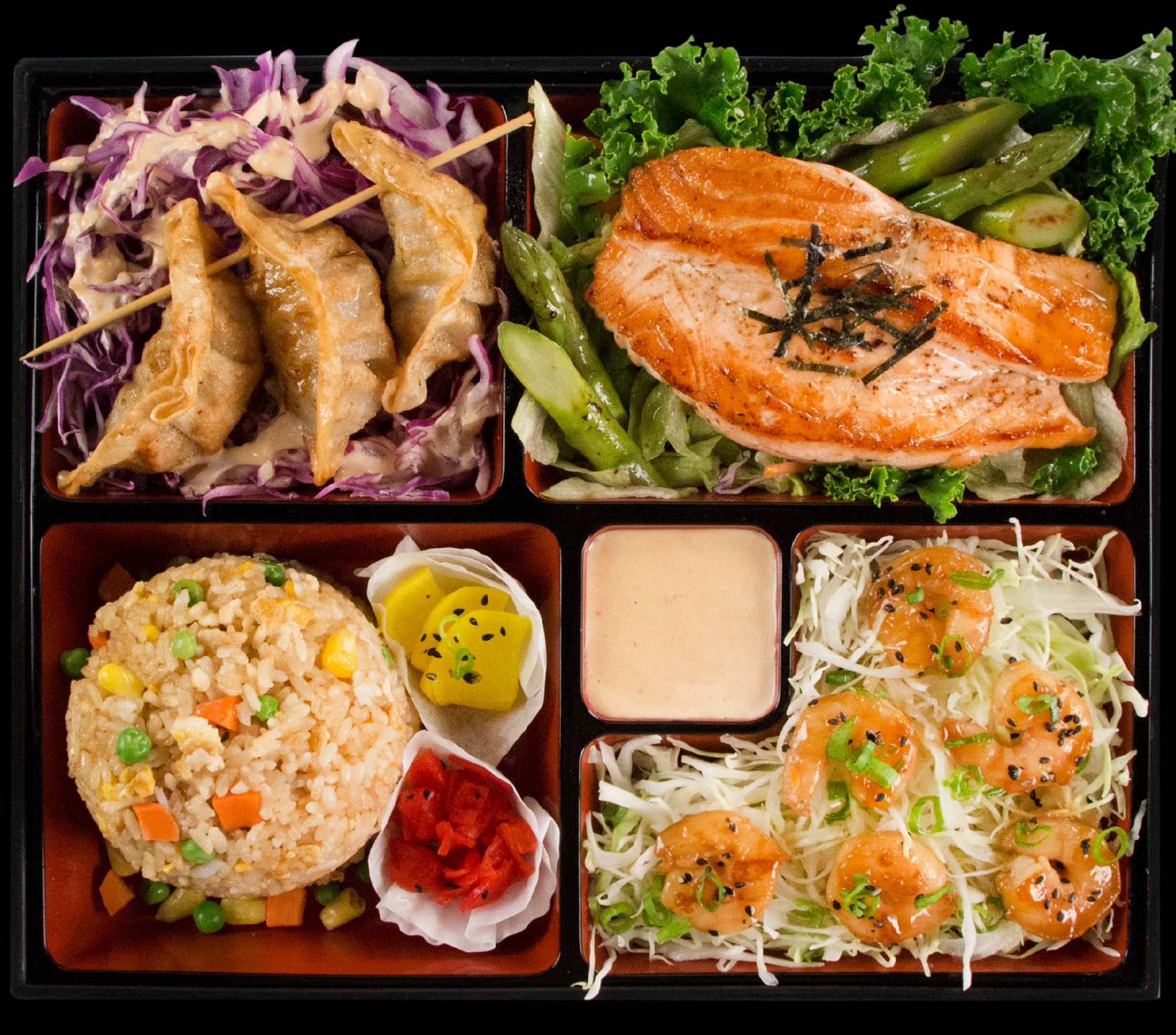 Order Salmon Dinner Bento food online from Genji Express store, Wynnewood on bringmethat.com