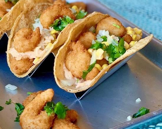 Order Crispy Shrimp Tacos (2) food online from Chicho’s Cocina store, Stamford on bringmethat.com