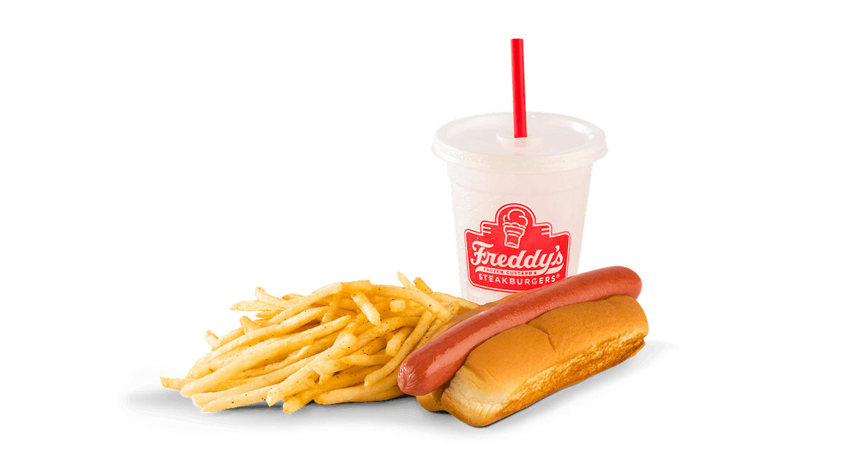 Order Kid's Hot Dog Combo food online from Freddy's Frozen Custard & Steakburgers store, Omaha on bringmethat.com