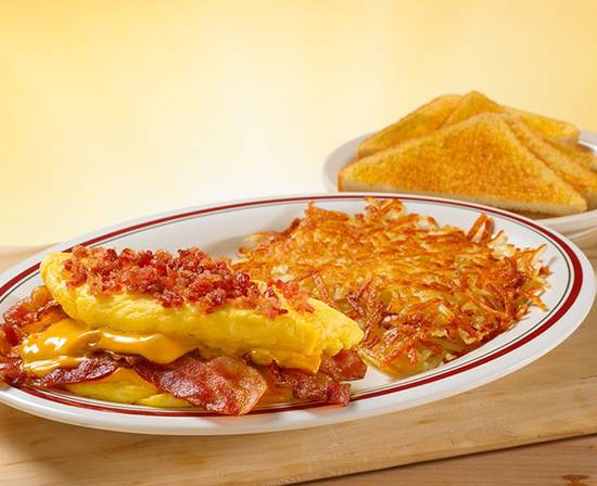 Order Omelet-Mega Bacon Cheese food online from Huddle House store, Camden on bringmethat.com