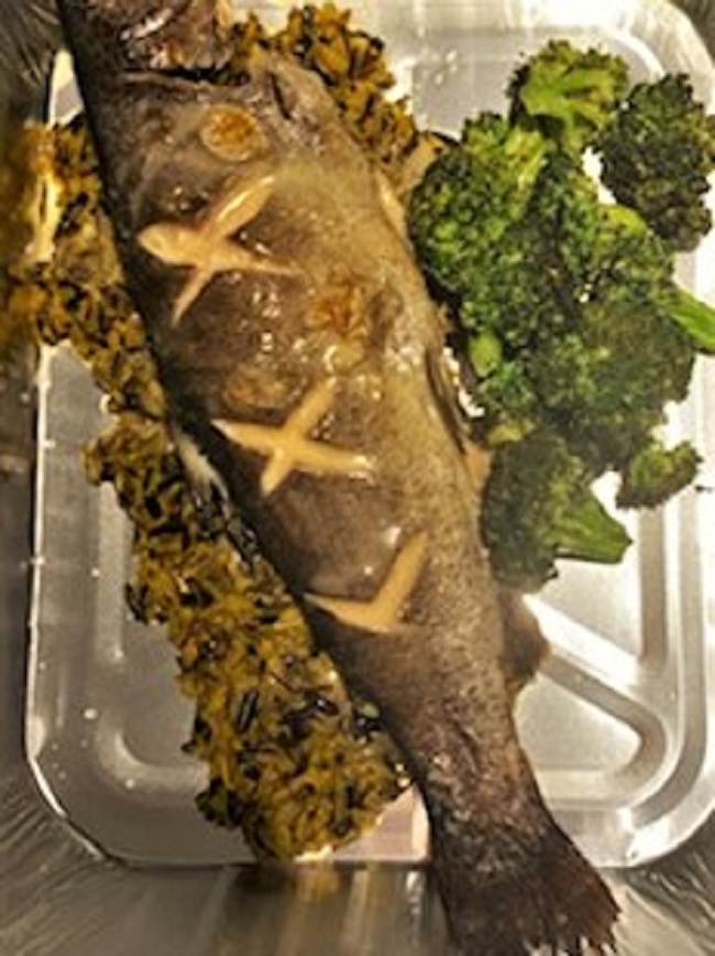 Order Oven Roasted Whole Branzino with Wild Rice (or filet) food online from Boho store, San Francisco on bringmethat.com