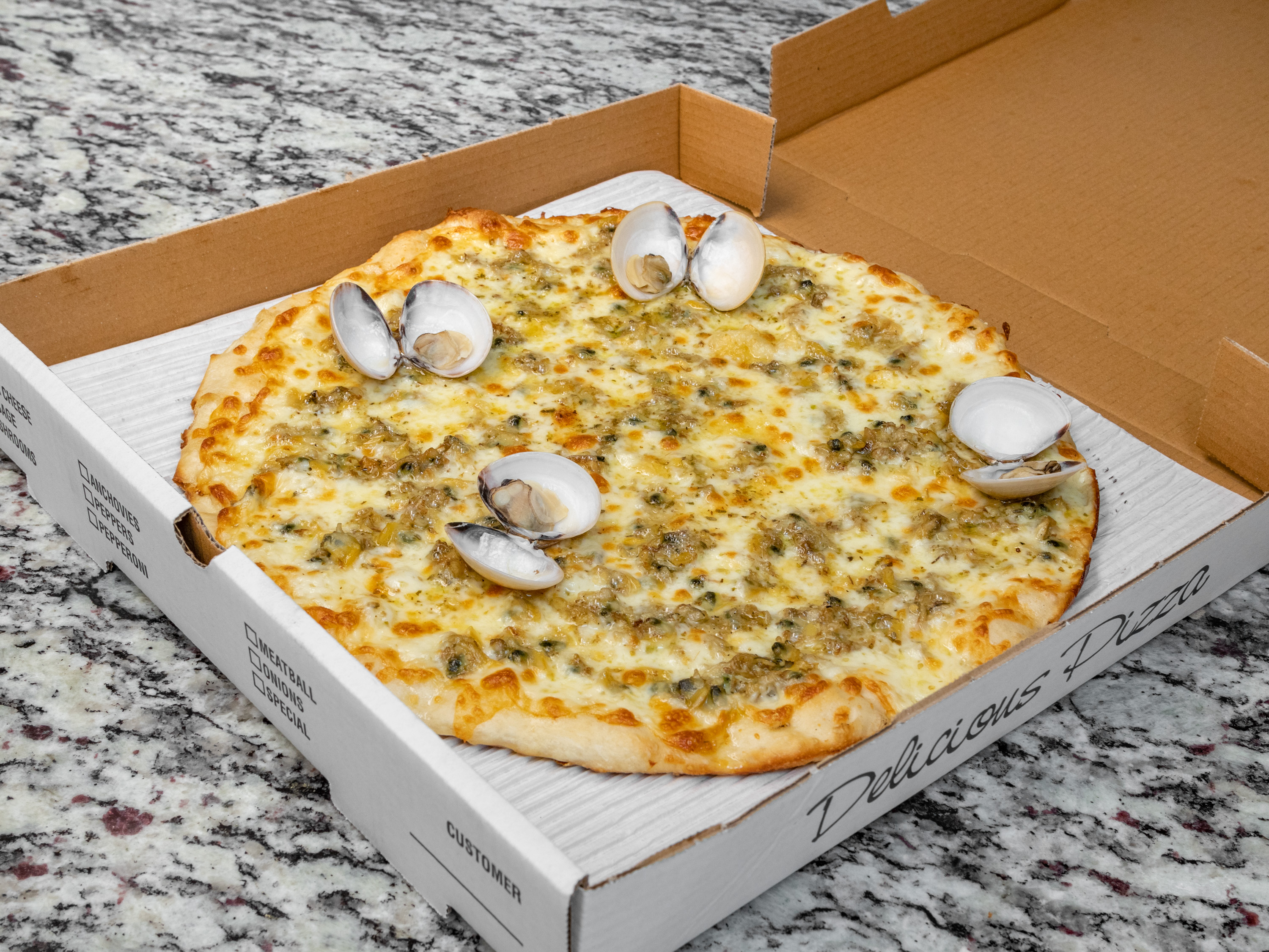 Order White Clam Pizza food online from Krust Kitchen store, Madison on bringmethat.com