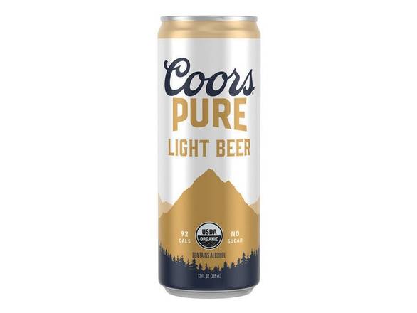 Order Coors Pure Organic Light Lager Beer - 12x 12oz Cans food online from Jenny Liquors store, Mt Prospect on bringmethat.com