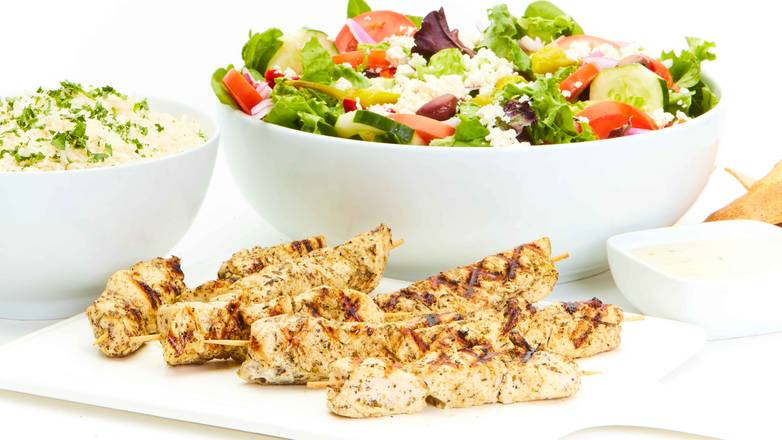 Order Grilled Chicken Kebob Feast for 4 food online from Taziki Mediterranean Cafe store, Florence on bringmethat.com