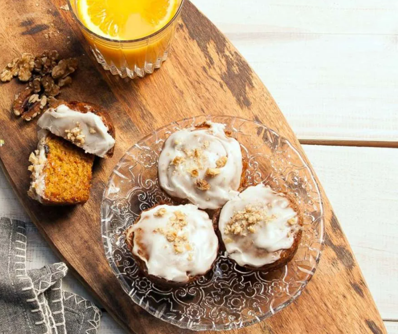 Order Vegan Carrot Walnut Muffin With Cream Frosting food online from Caffe Bene store, Jackson Heights on bringmethat.com