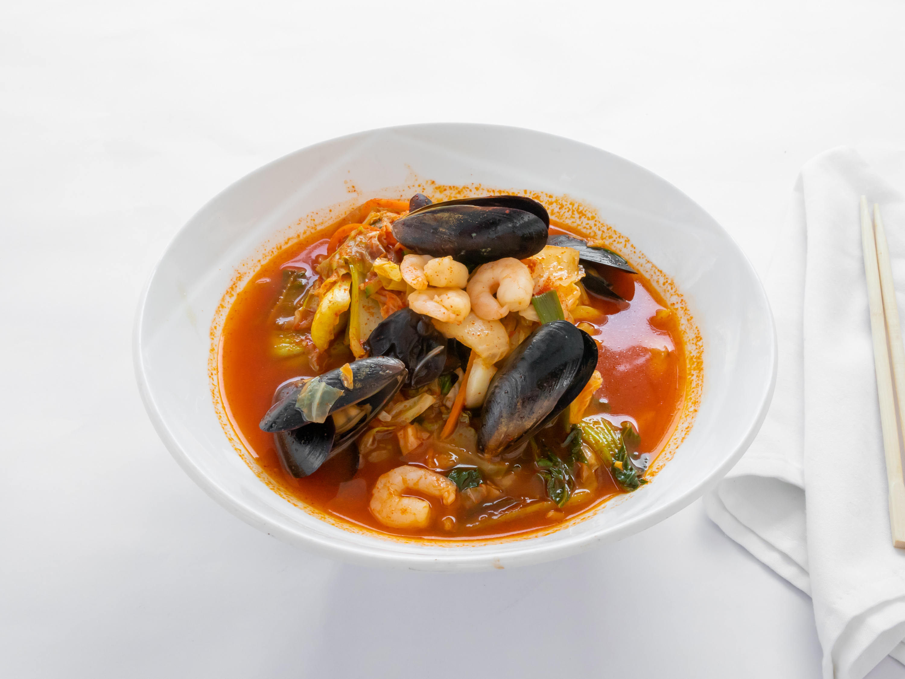 Order J3. Spicy Seafood Noodle Soup food online from Beijing Restaurant store, Santa Clara on bringmethat.com