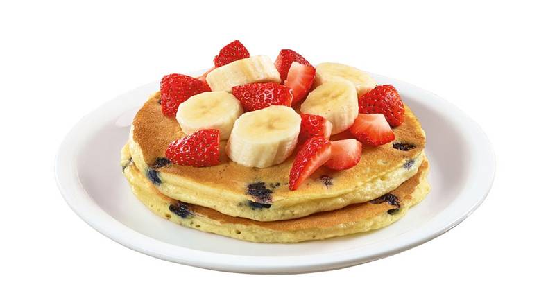 Order Stack of Double Berry Banana Strawberry Pancakes  food online from Denny store, Meadows Place on bringmethat.com