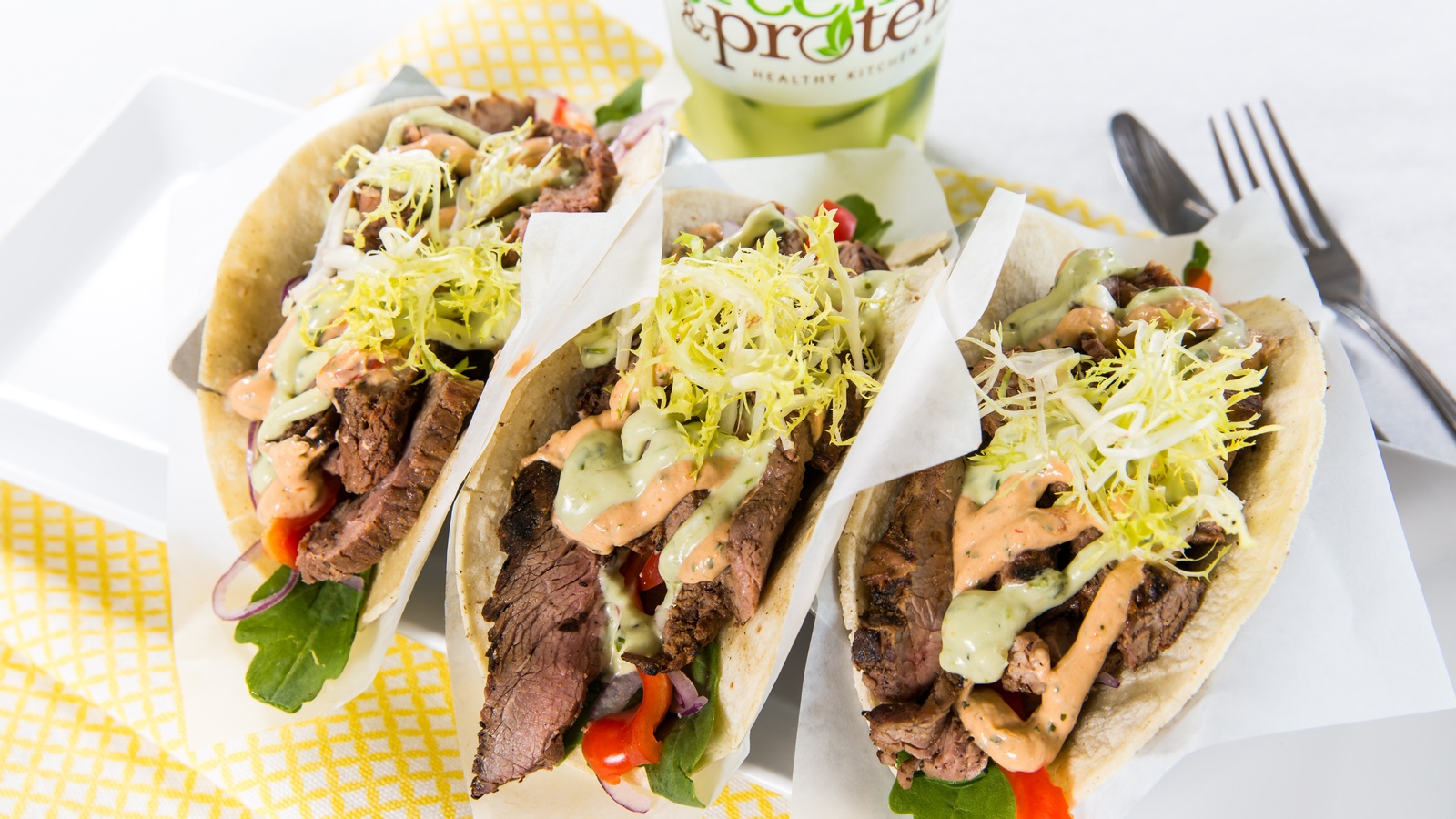 Order Steak Tacos food online from Greens and Proteins store, Las Vegas on bringmethat.com