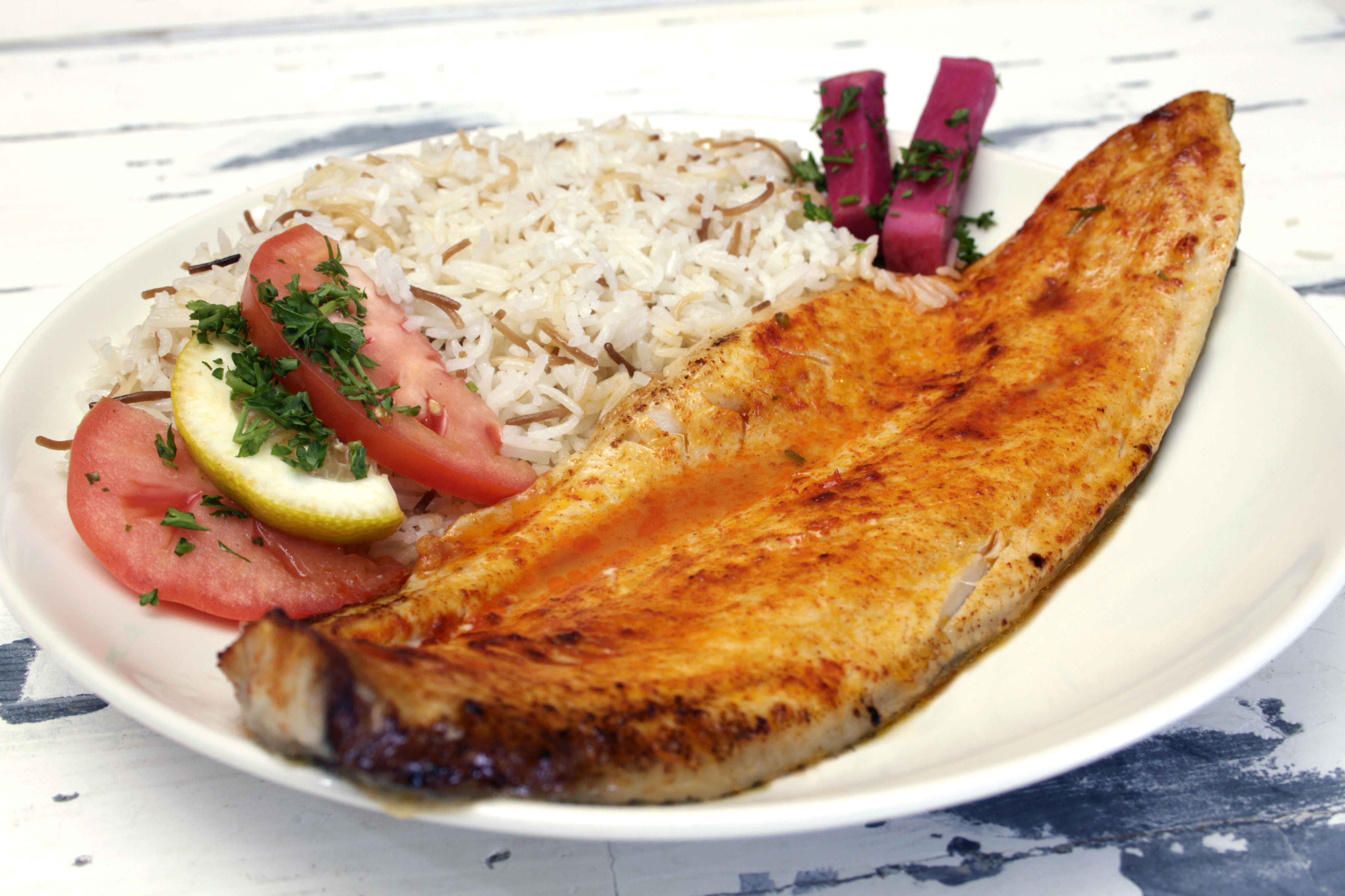 Order Broiled White Fish food online from Sahara Mediterranean Grill store, Shelby Township on bringmethat.com