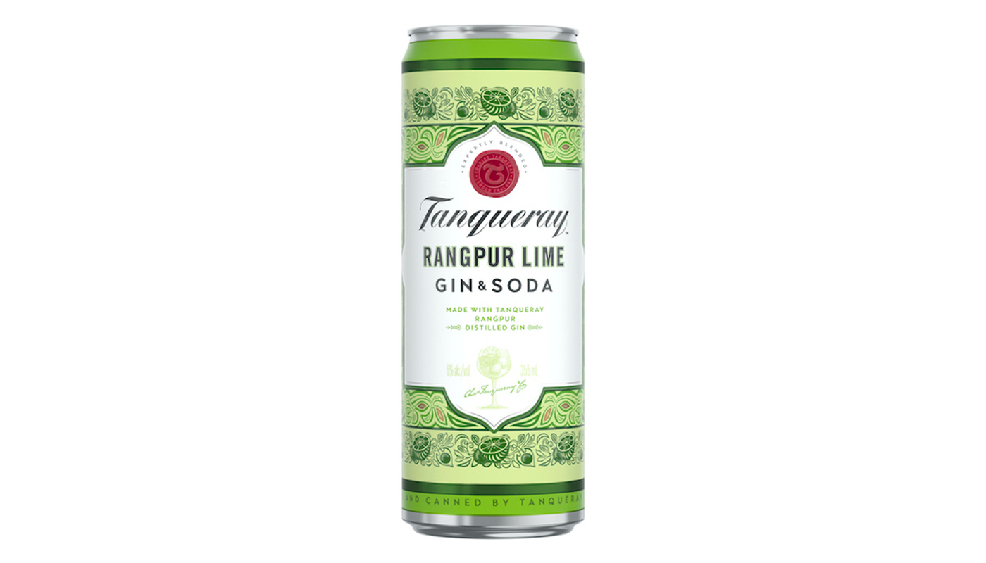 Order Tanqueray Rangpur Lime Gin & Soda Cans 4x 12oz Cans food online from Liquor Palace store, Burbank on bringmethat.com