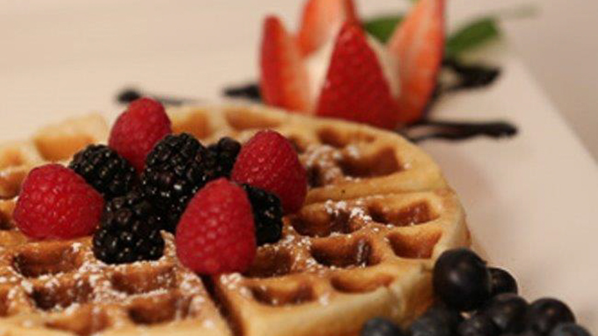 Order Belgian Waffle and 4 oz. of Frozen Yogurt food online from Frozenlandia store, Easton on bringmethat.com