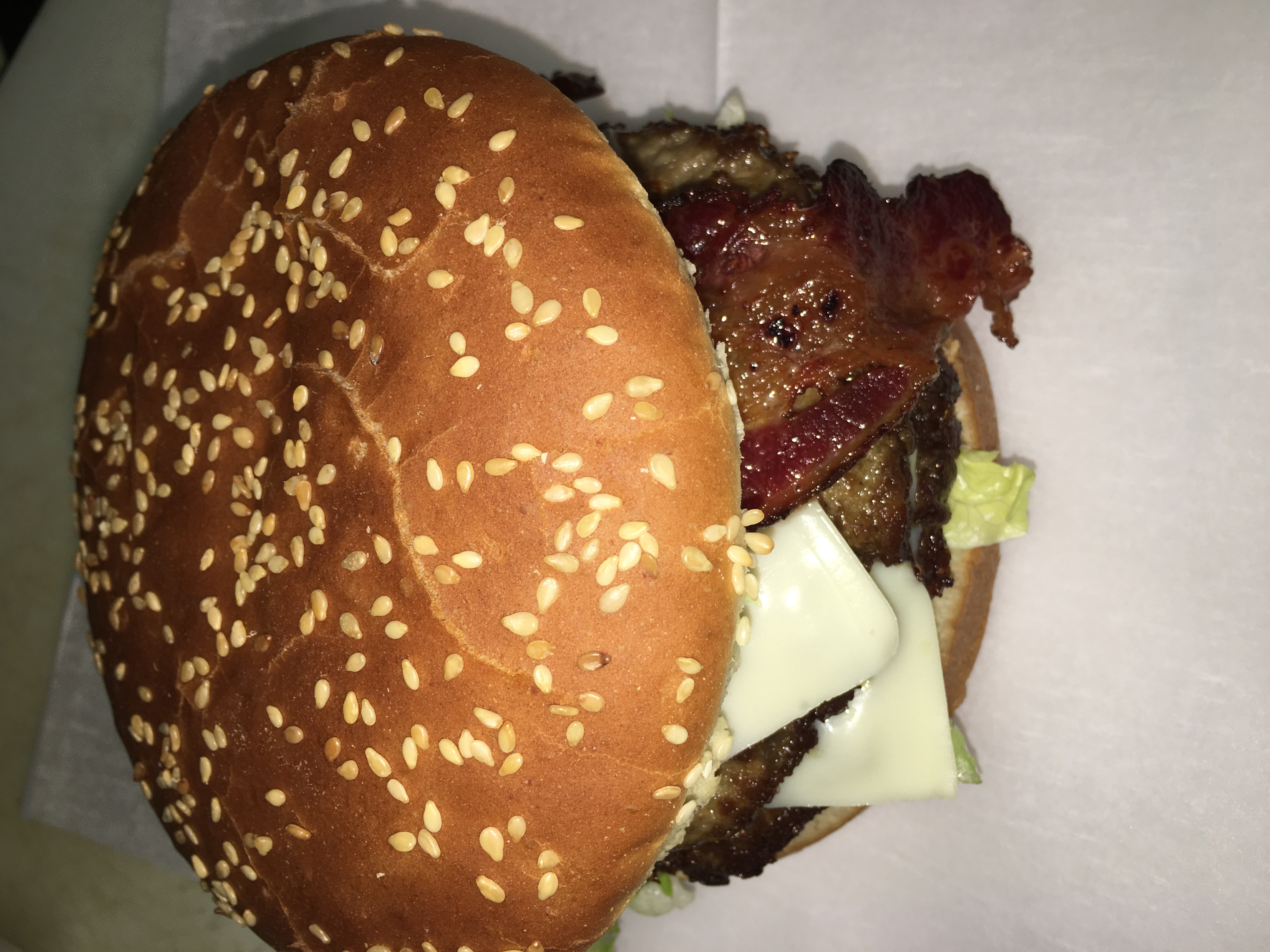 Order 5. Double Bacon Cheeseburger food online from Crown Fried Chicken store, Brooklyn on bringmethat.com