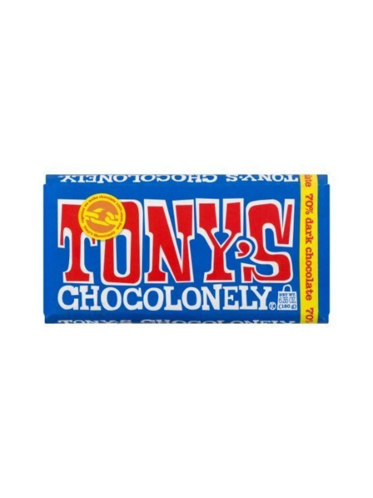 Order Tony's Chocolonely 70% Dark Chocolate Bar (6.3 oz) food online from Neighborhood Scoops store, Marietta on bringmethat.com