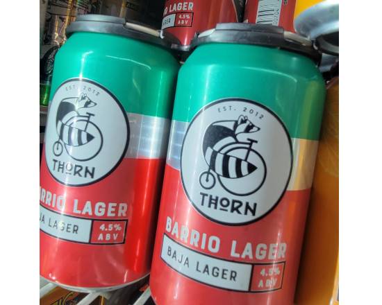 Order Thorn Brewing Barrio Lager  6pk. 12oz CANS food online from Hub Market & Deli store, San Diego on bringmethat.com