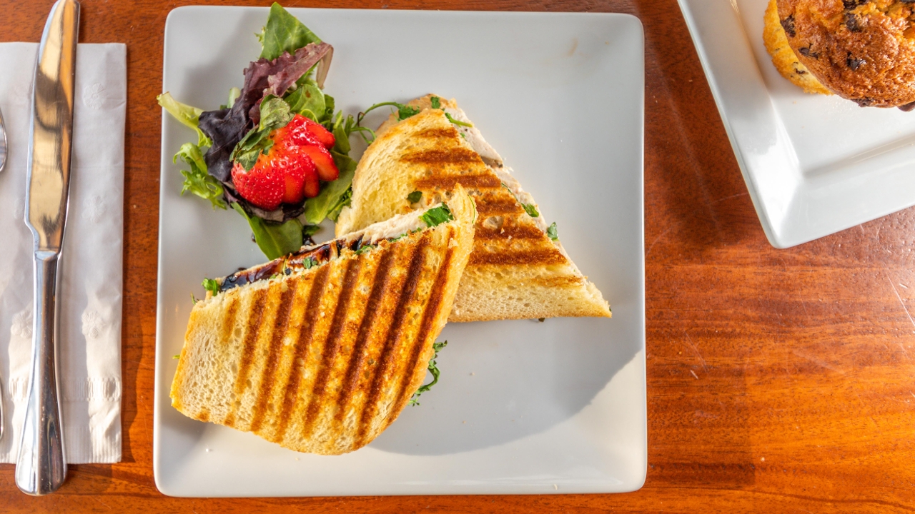 Order Grilled Chicken Panini food online from Brewed Awakening store, Warwick on bringmethat.com