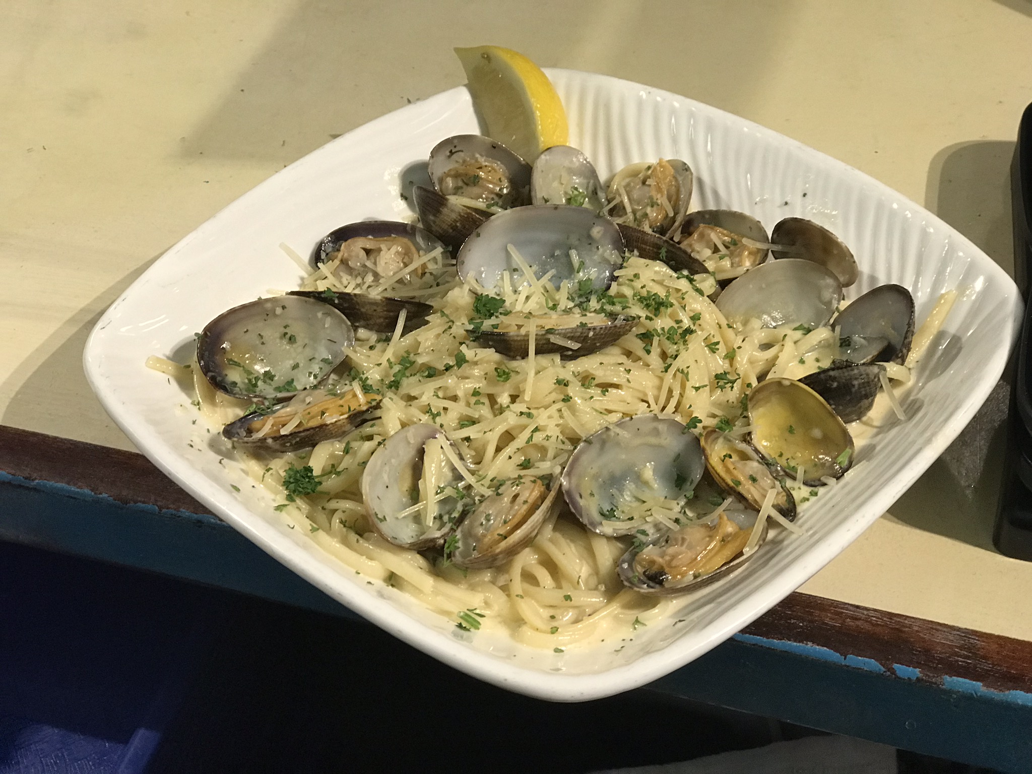 Order Clams Linguine Pasta food online from Anchors Fish & Chips And Seafood Grill store, San Jose on bringmethat.com