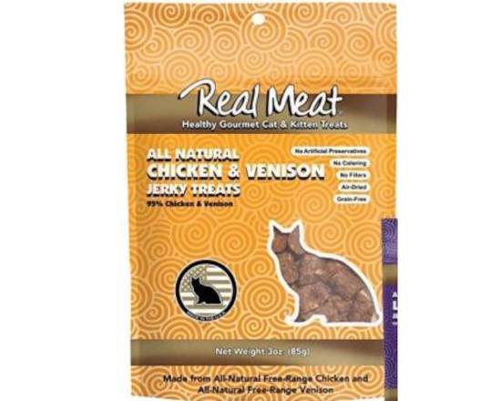 Order The Real Meat Company Cat Treats (3oz) food online from What The Fluff? Pet Store & More! Llc store, Woodridge on bringmethat.com