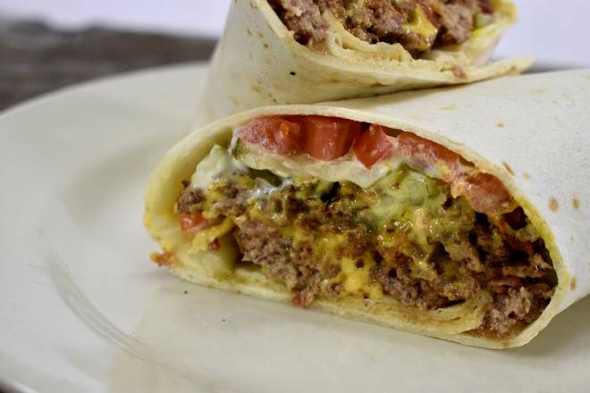 Order Bacon Cheeseburger Wrap food online from Carbone's Pizzeria store, New Prague on bringmethat.com
