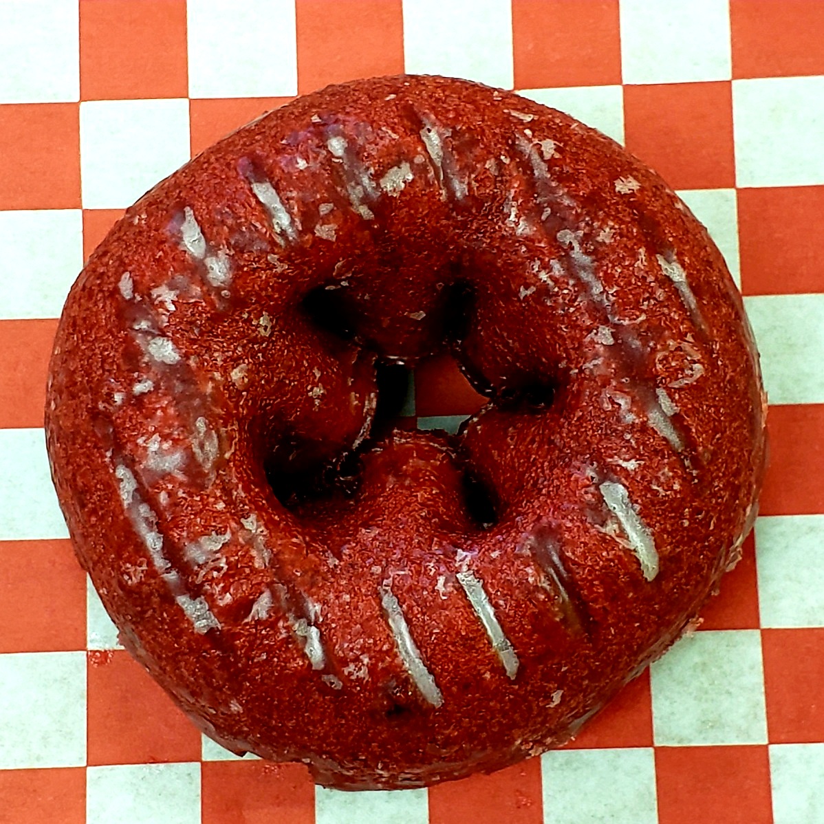 Order Red Velvet Cake Donut food online from Mydonuts store, Dallas on bringmethat.com
