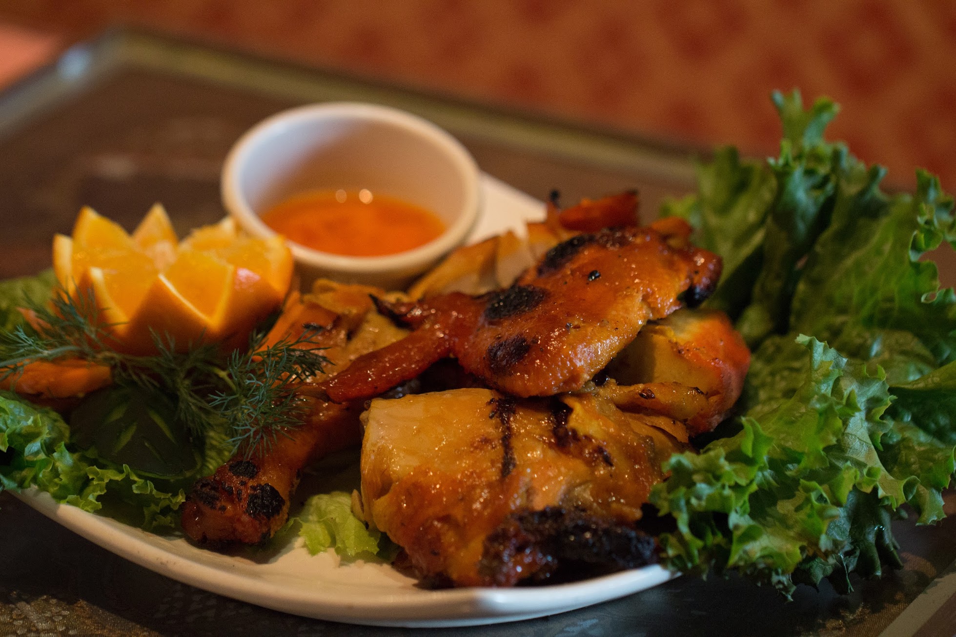 Order BBQ Chicken and Rice food online from Thai Dishes Restaurant store, Santa Clarita on bringmethat.com