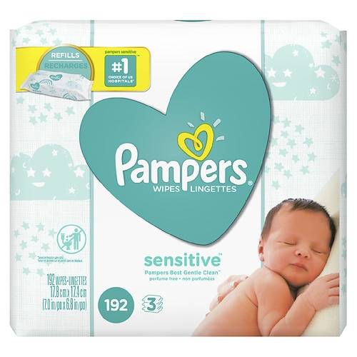 Order Pampers Sensitive Wipes - 64.0 ea x 3 pack food online from Walgreens store, FAIRBANKS on bringmethat.com