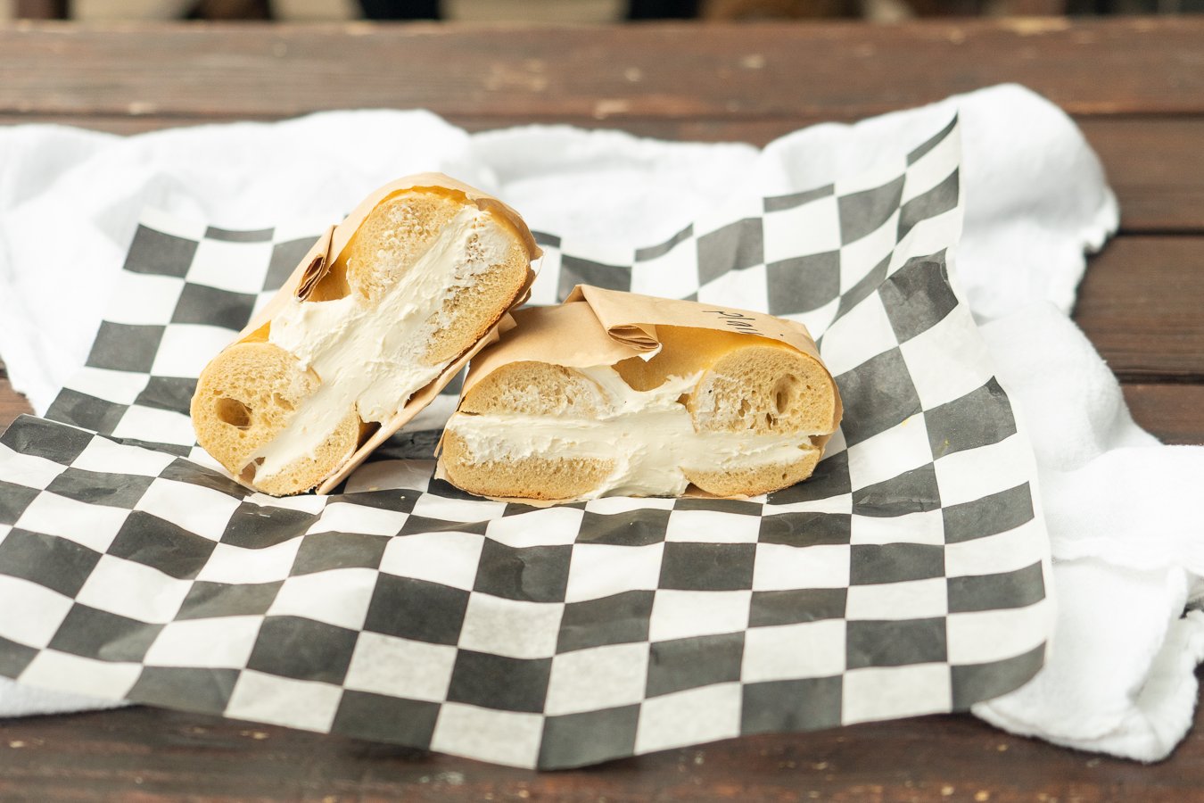 Order Bagel with Plain Cream Cheese food online from Henry Higgins Boiled Bagels store, Portland on bringmethat.com