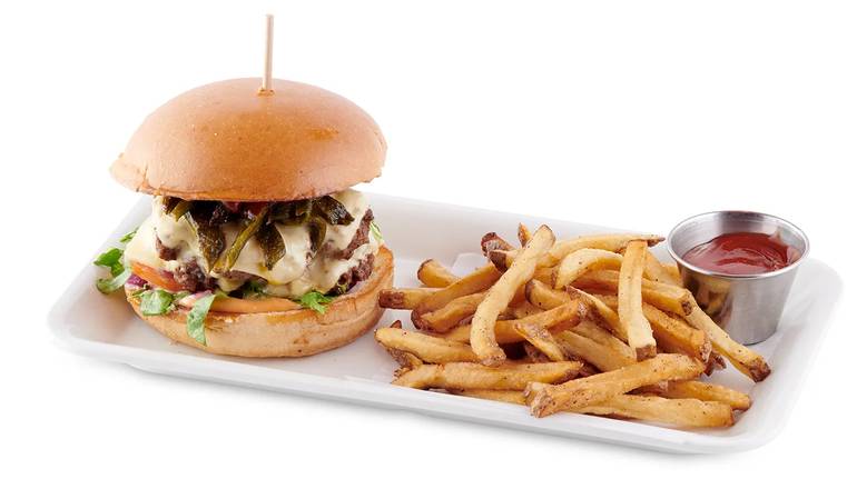 Order SpicyPoblano Smash Burger food online from Boomerjack Grill & Bar store, Mesquite on bringmethat.com