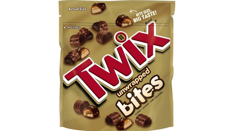 Order Twix Caramel Bites Size Chocolate Cookie Bar Candy food online from Trumbull Mobil store, Trumbull on bringmethat.com