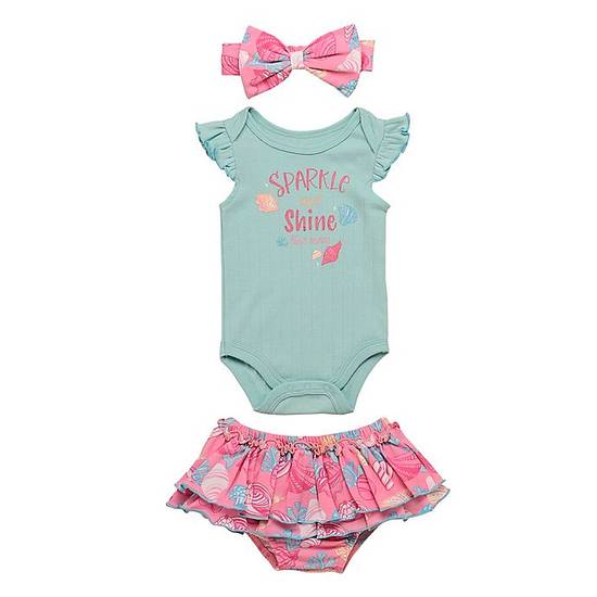 Order Baby Starters® Newborn 3-Piece "Sparkle and Shine" Bodysuit Set in Aqua/Pink food online from Bed Bath & Beyond store, Lancaster on bringmethat.com