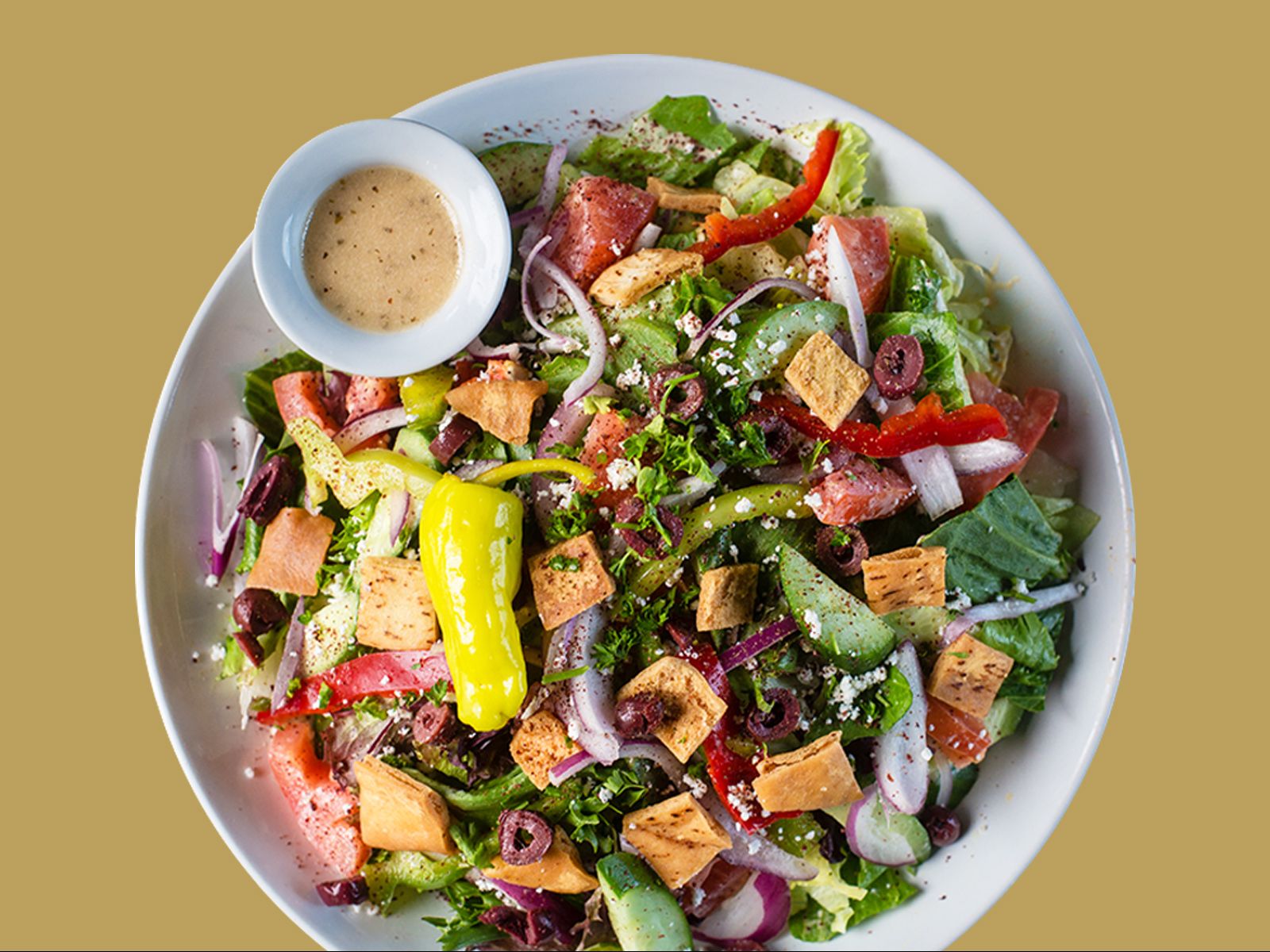 Order Greek Salad food online from Micheline's Pita House store, La Jolla on bringmethat.com