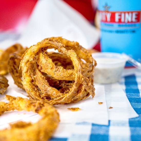 Order Onion Rings food online from Mighty Fine Burgers store, Round Rock on bringmethat.com
