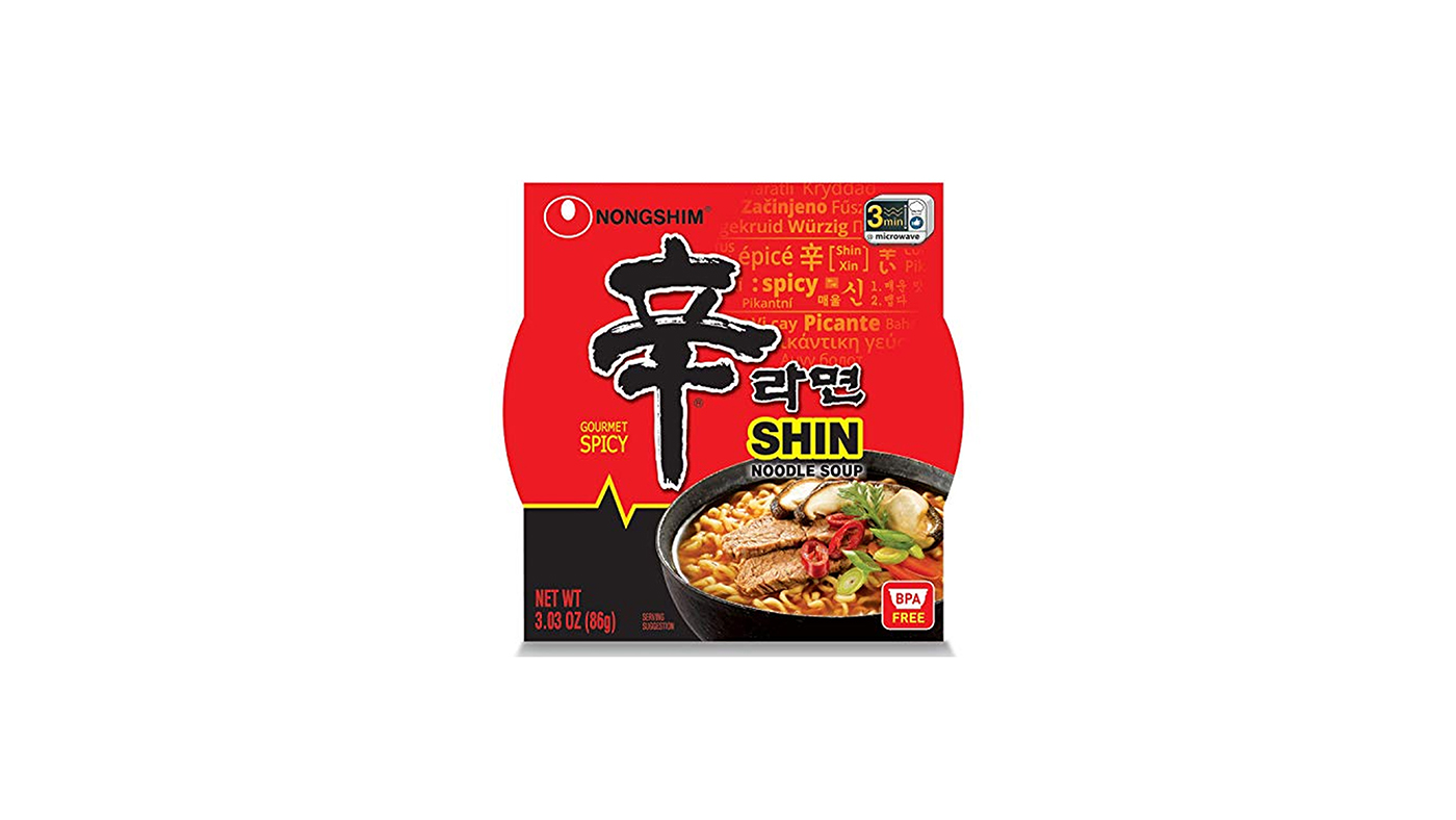 Order Nong Shim Hot & Spicy Noodle Bowl Soup 3oz food online from Chevron Extramile store, Garden Grove on bringmethat.com