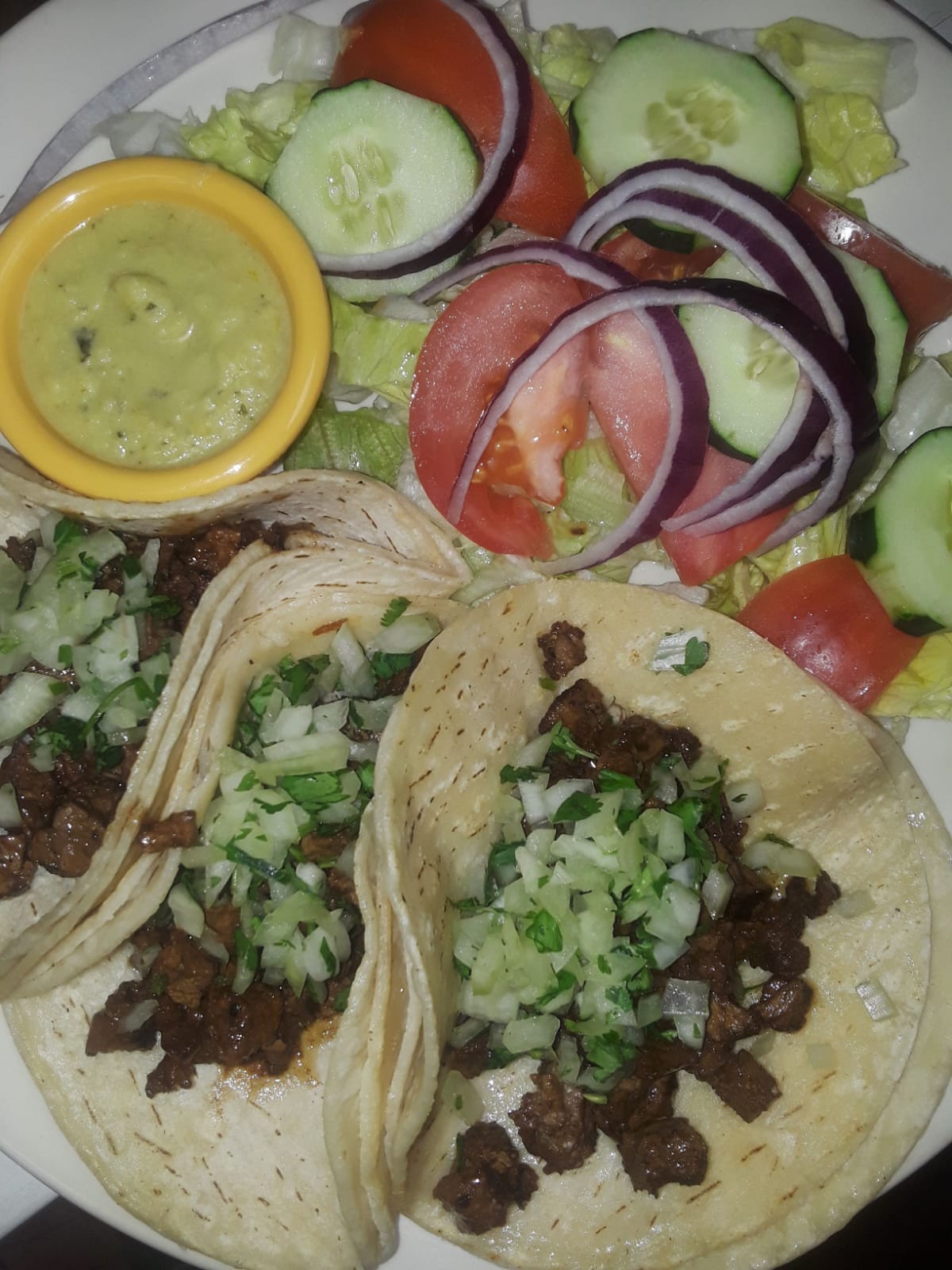 Order 6. Tacos de Res food online from Patio Catracho Restaurant store, Long Beach on bringmethat.com