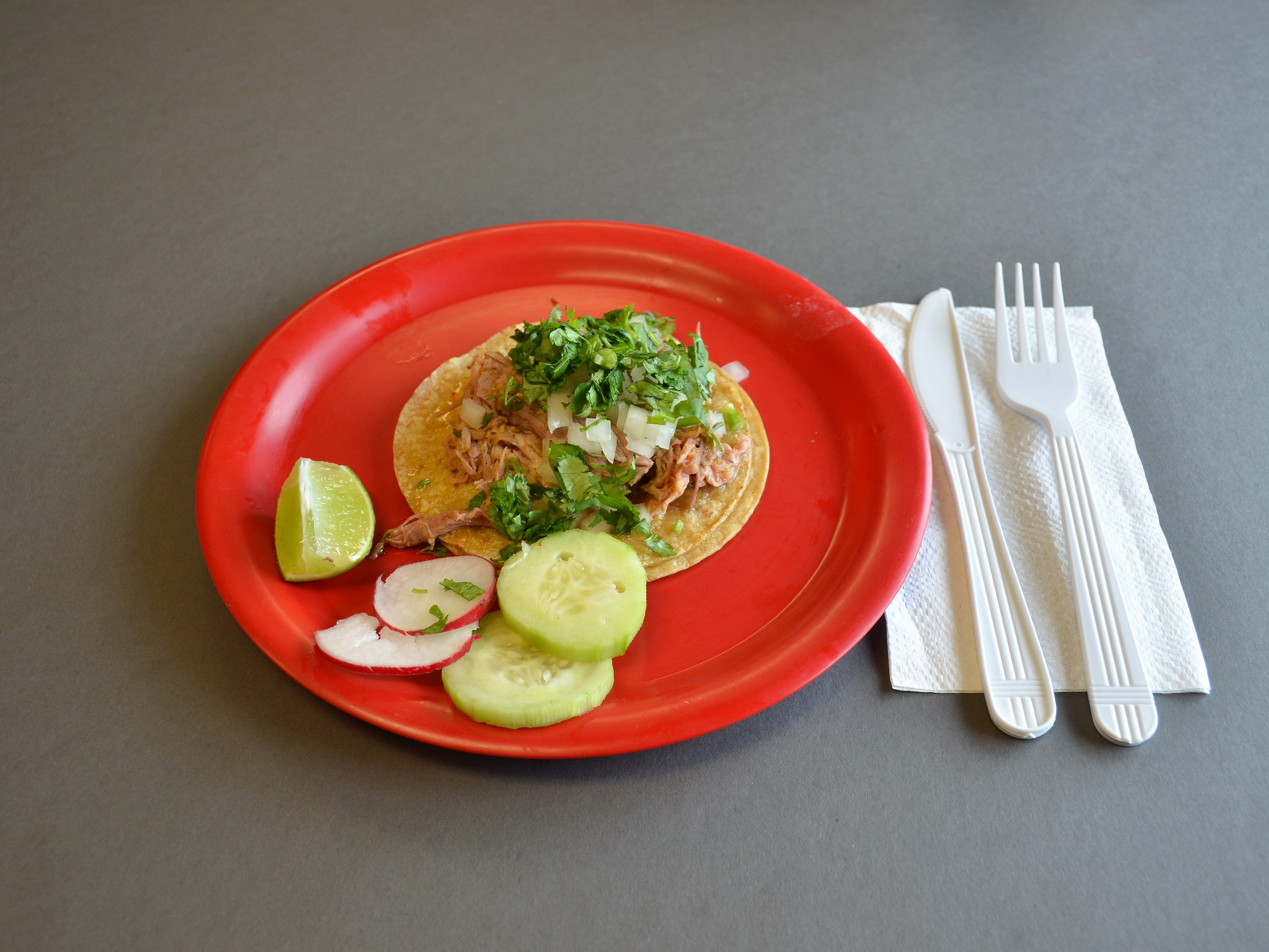 Order Carnitas Taco food online from Las Brazas Taqueria store, Lafayette on bringmethat.com