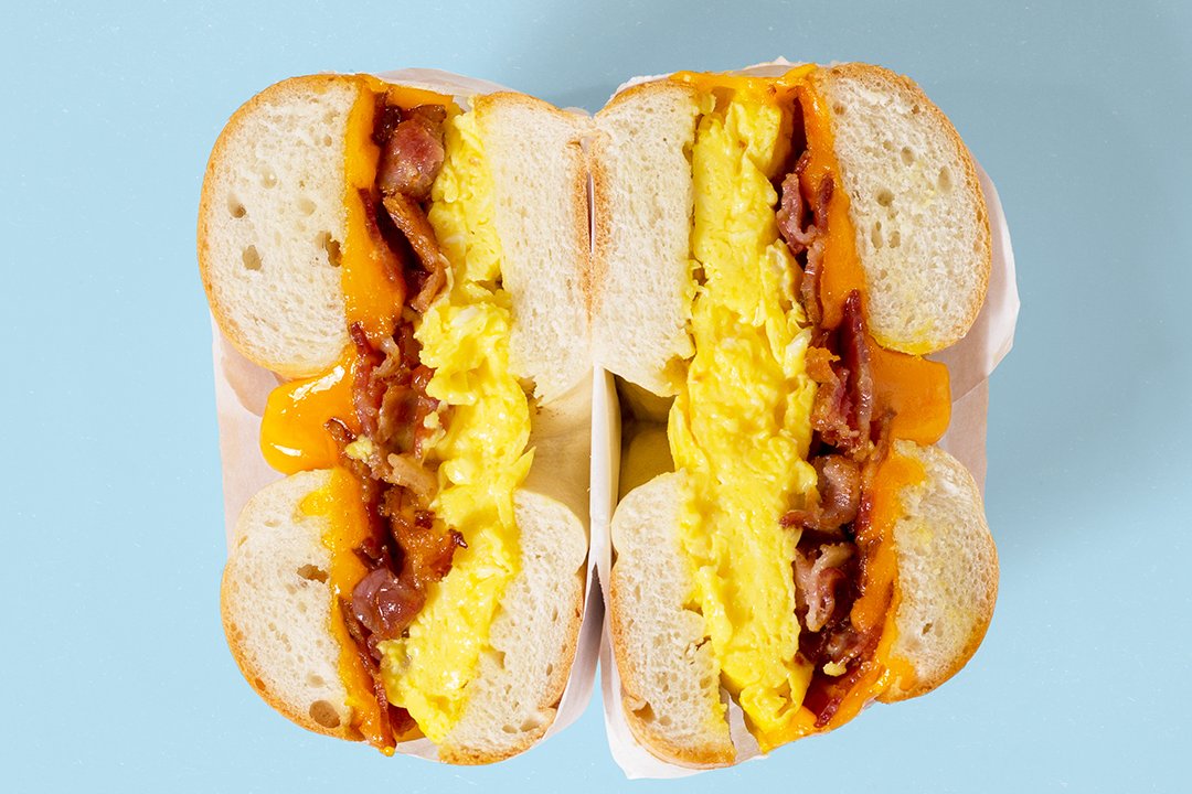 Order Bacon Egg and Cheese Bagel food online from Rainbow Donuts store, Phoenix on bringmethat.com