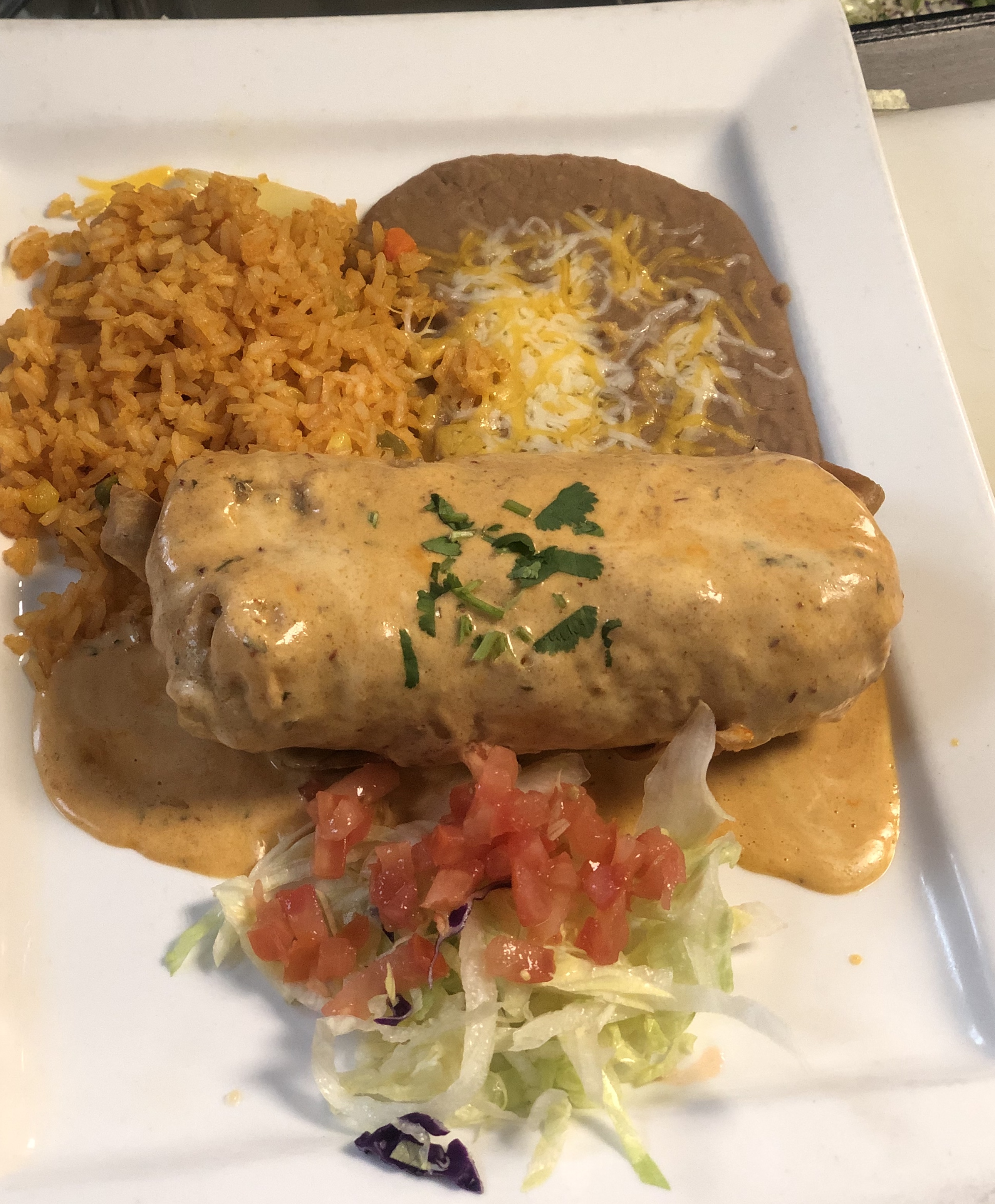Order Seafood Chimichanga food online from Anaya Fresh Mexican Restaurant store, Glendale on bringmethat.com